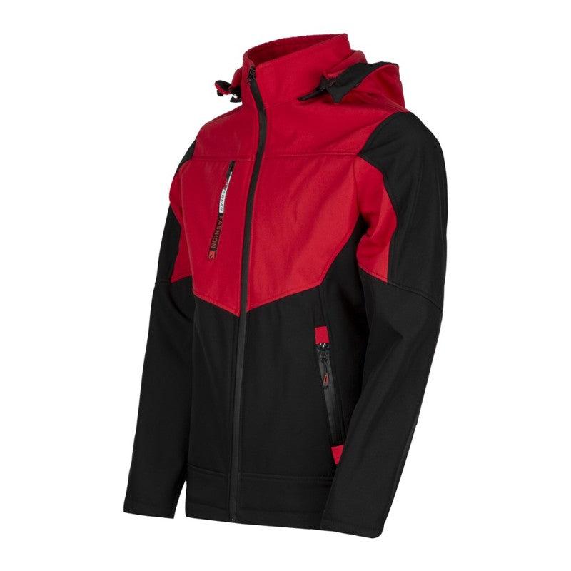 Wolfstar Stil Kapşonlu Softshell Mont Siyah Kırmızı