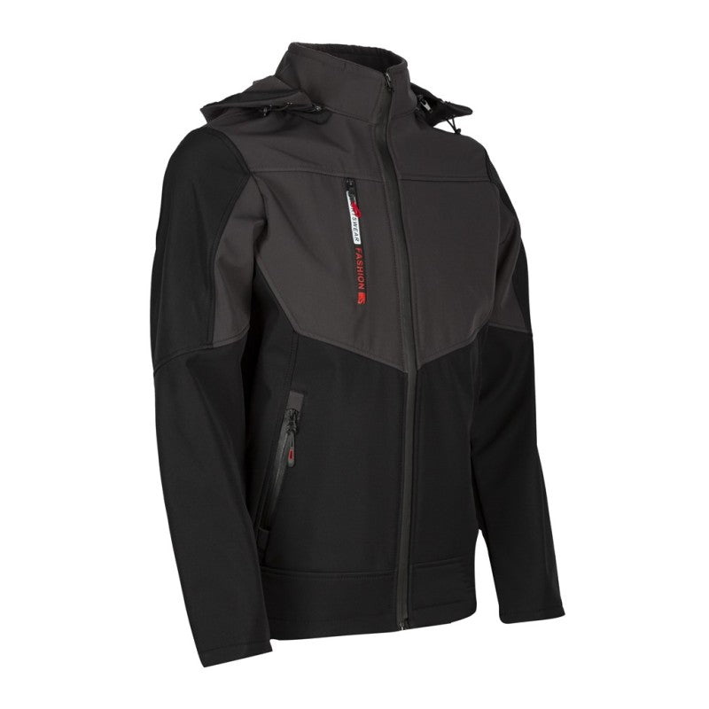 Wolfstar Stil Kapşonlu Softshell Mont Siyah Gri