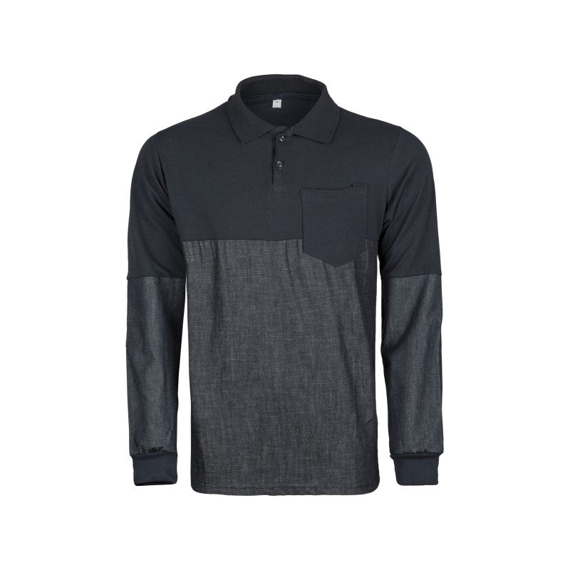 Lacivert Polo Yaka Uzun Kollu Kot Takviyeli Kaynakçı Tişörtü