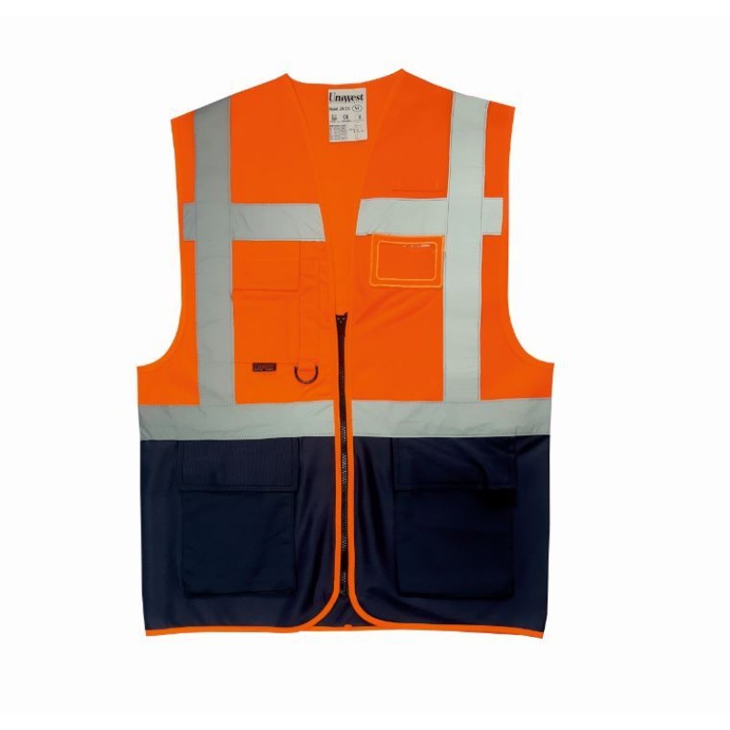 Uniwest Mühendis-Yönetici İkaz Yeleği Turuncu-Lacivert